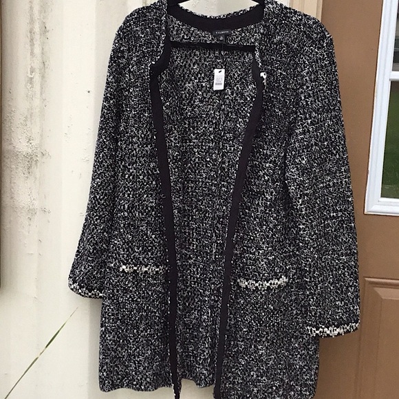 Talbot’s Black & Cream Knit Sweater Cardigan Jacket - Picture 11 of 16
